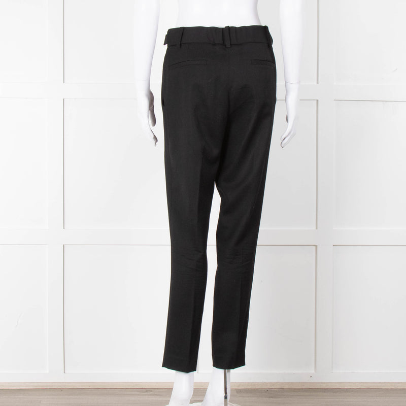 Helmut Lang Black Fine Wool Front Pleat Trousers
