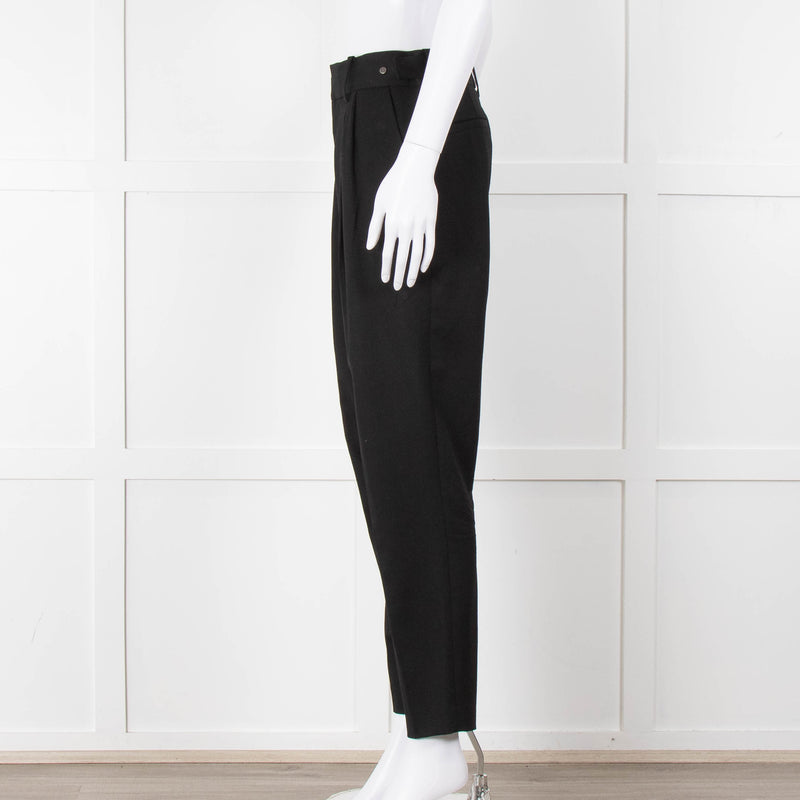 Helmut Lang Black Fine Wool Front Pleat Trousers