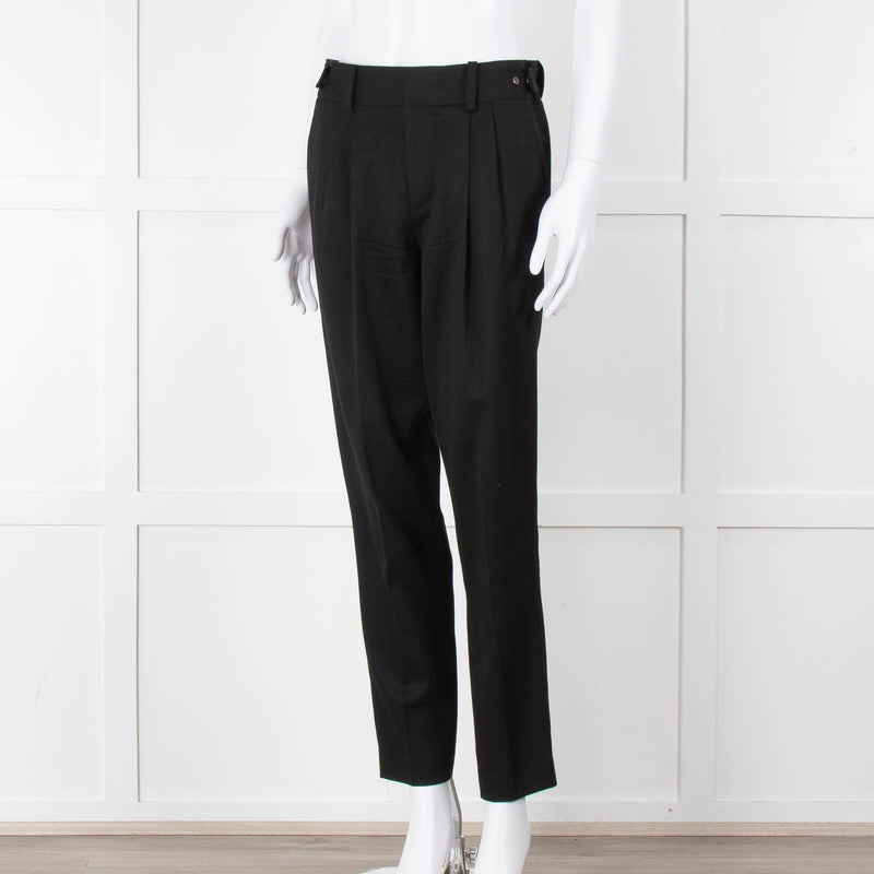 Helmut Lang Black Fine Wool Front Pleat Trousers