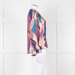Ba&sh Blue and Purple Swirl Print Cuffed Blouse