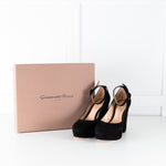 Gianvito Rossi Black Suede Sherry Platform Heels