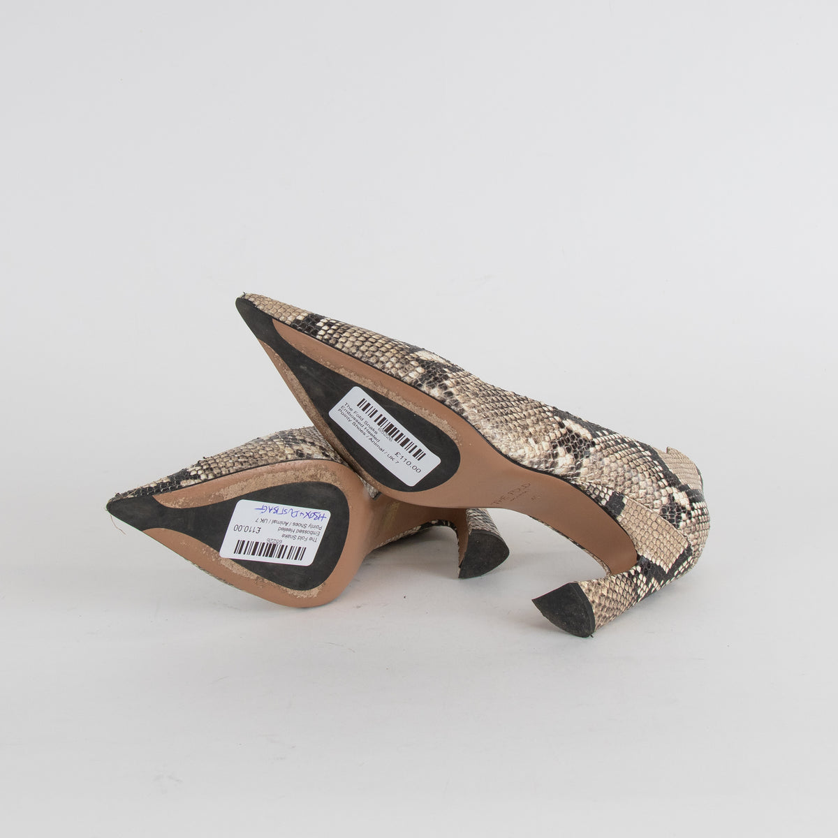 The Fold Snake Embossed Heeled Pointy Shoes