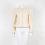 Me + Em Cream Boucle Collared Zip Up Jacket