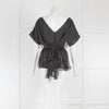 Diane Von Furstenberg Black Chiffon Wide Lined Top