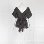 Diane Von Furstenberg Black Chiffon Wide Lined Top