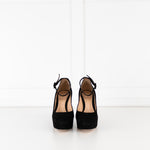 Gianvito Rossi Black Suede Sherry Platform Heels