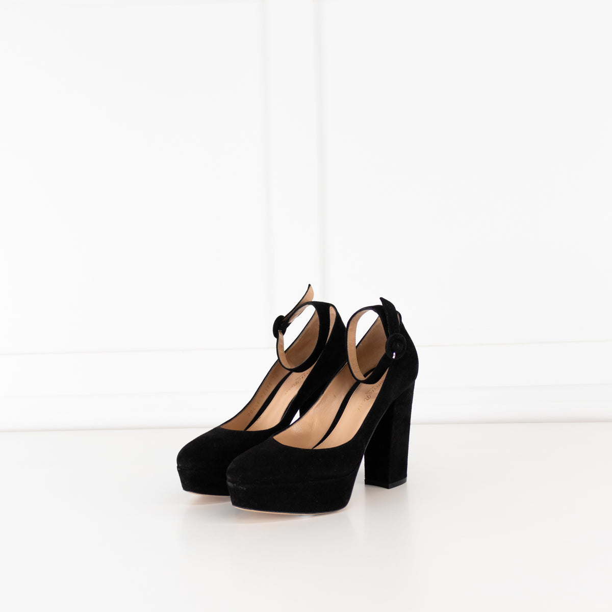 Gianvito Rossi Black Suede Sherry Platform Heels