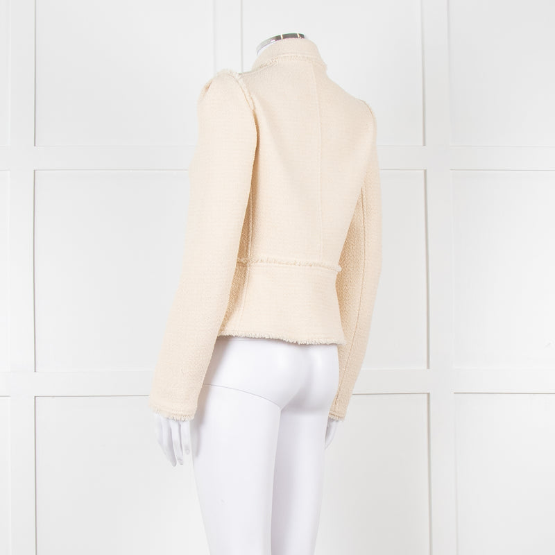 Me + Em Cream Boucle Collared Zip Up Jacket