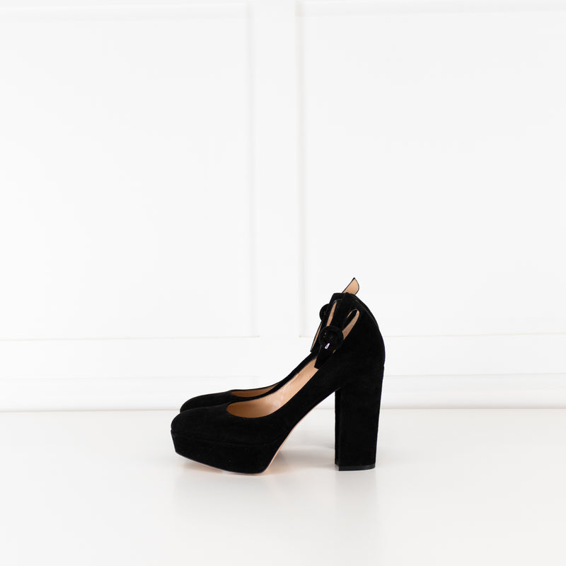 Gianvito Rossi Black Suede Sherry Platform Heels