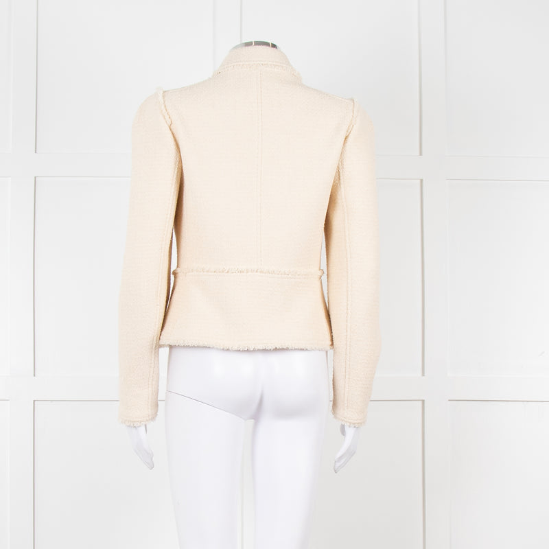 Me + Em Cream Boucle Collared Zip Up Jacket