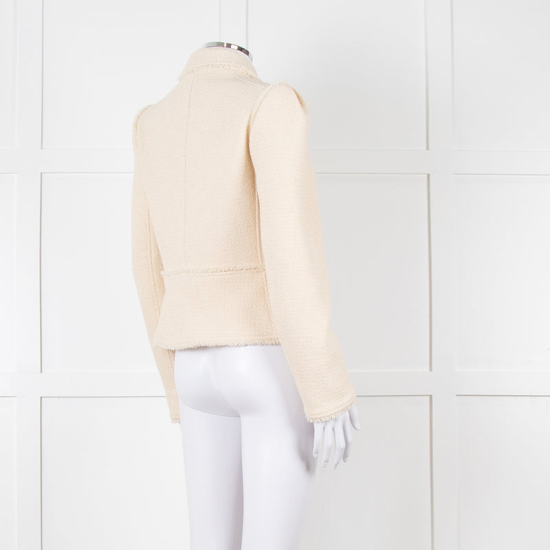 Me + Em Cream Boucle Collared Zip Up Jacket