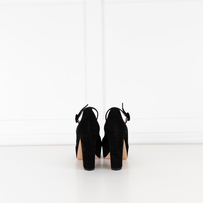 Gianvito Rossi Black Suede Sherry Platform Heels