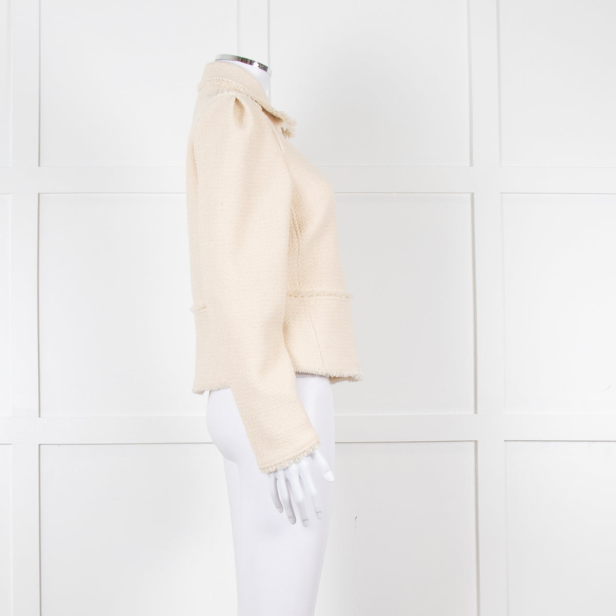 Me + Em Cream Boucle Collared Zip Up Jacket