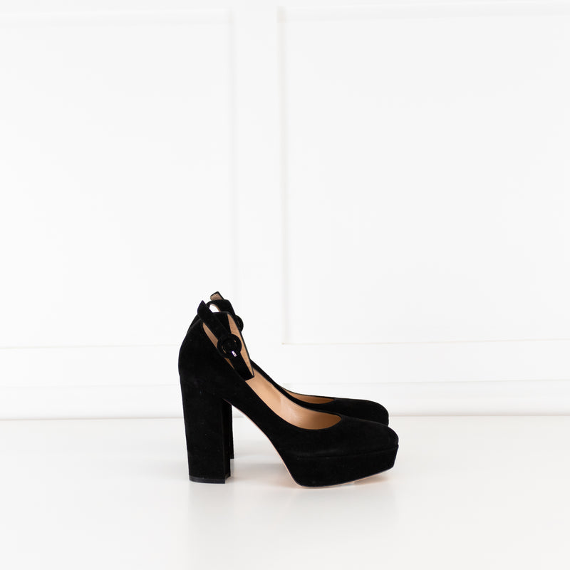 Gianvito Rossi Black Suede Sherry Platform Heels