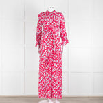 Equipment Pink White Blue Floral Shirt Dress With Tie Belt