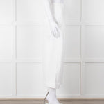 Celine White Cotton Wide Cropped Trousers