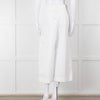 Celine White Cotton Wide Cropped Trousers