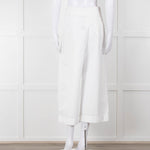 Celine White Cotton Wide Cropped Trousers