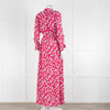 Equipment Pink White Blue Floral Shirt Dress With Tie Belt
