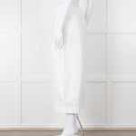 Celine White Cotton Wide Cropped Trousers