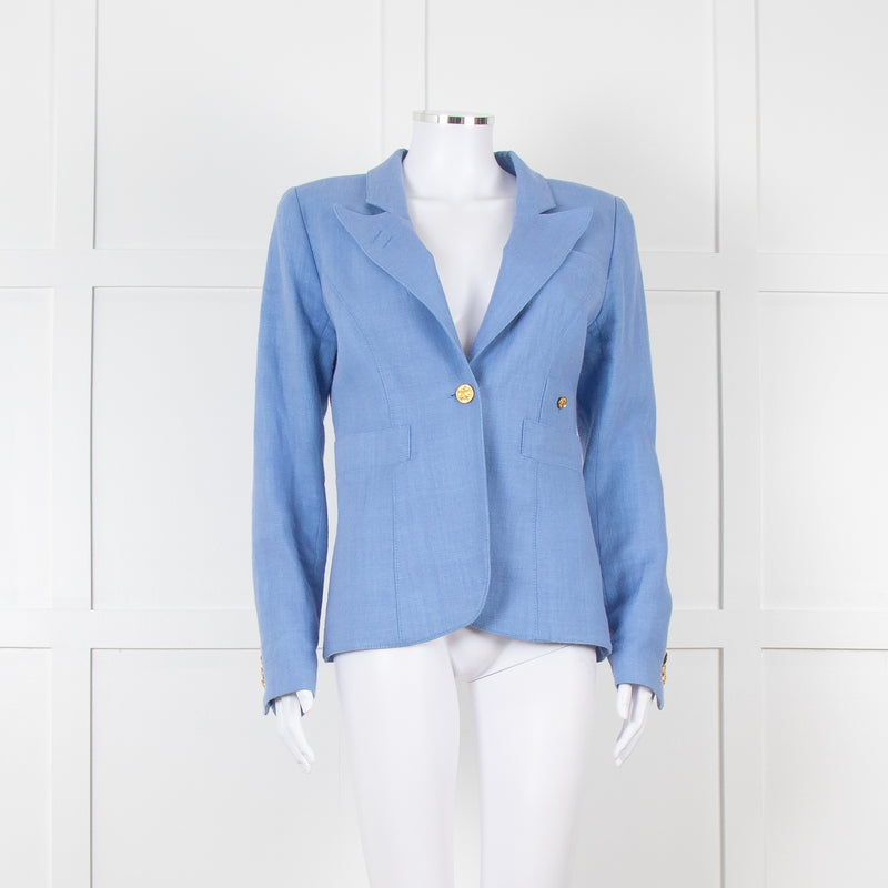 Smythe Duchess Pale Blue Linen Single Breasted Blazer