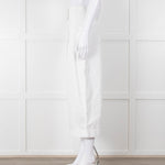 Celine White Cotton Wide Cropped Trousers