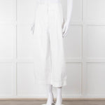 Celine White Cotton Wide Cropped Trousers