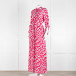 Equipment Pink White Blue Floral Shirt Dress With Tie Belt