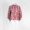 La Double J Red and Turquoise Poet Collared Shirt