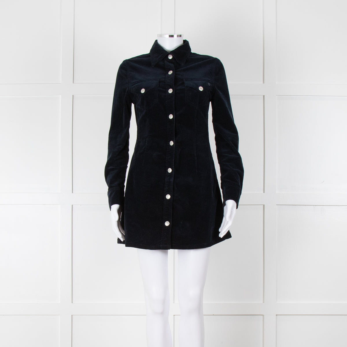 Alexa Chung For Ag Navy Blue Corduroy Mini Dress