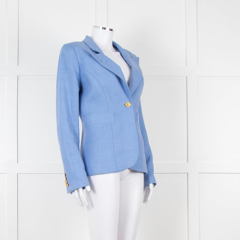 Smythe Duchess Pale Blue Linen Single Breasted Blazer