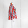 La Double J Red and Turquoise Poet Collared Shirt