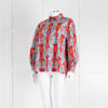 La Double J Red and Turquoise Poet Collared Shirt
