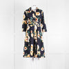 Samantha Sung Navy Shirt Dress with Yellow Flowers