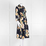 Samantha Sung Navy Shirt Dress with Yellow Flowers
