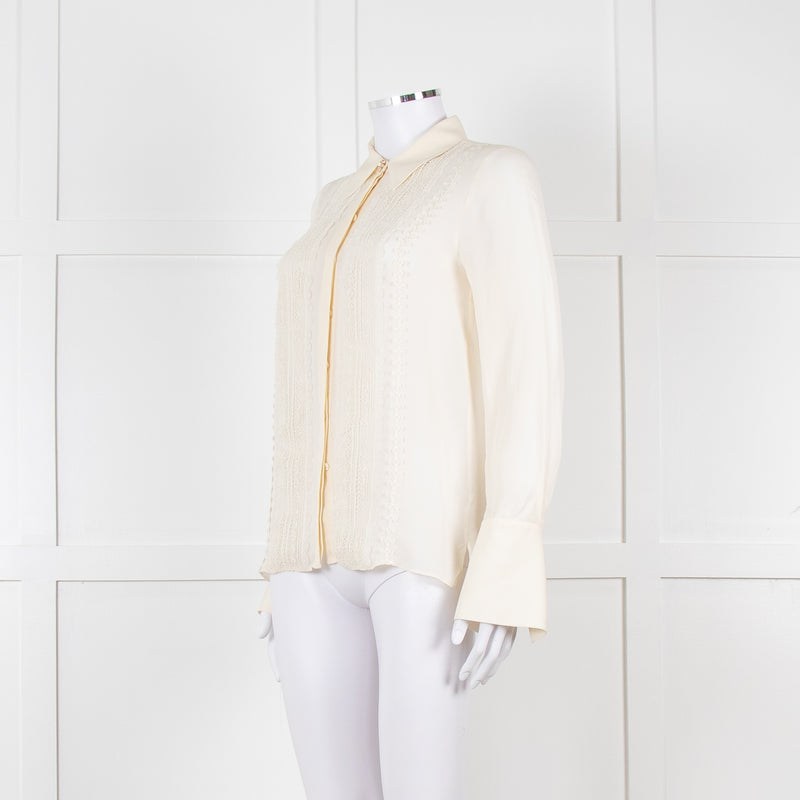 Me + Em Cream Blouse with Jewelled Buttons and Lace Panels