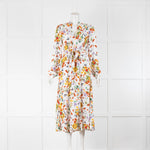 By Timo White Multi Floral Print Long Sleeve Belted Dress