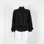 Gomez Gracia Black High Neck Blouse with Covered Buttons