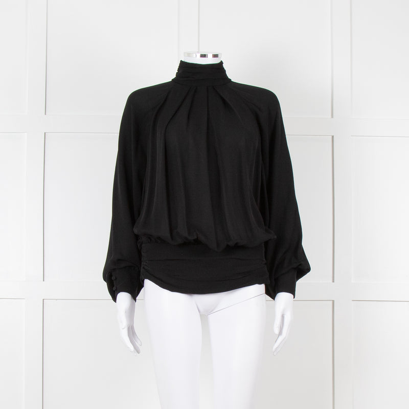 Gomez Gracia Black High Neck Blouse with Covered Buttons