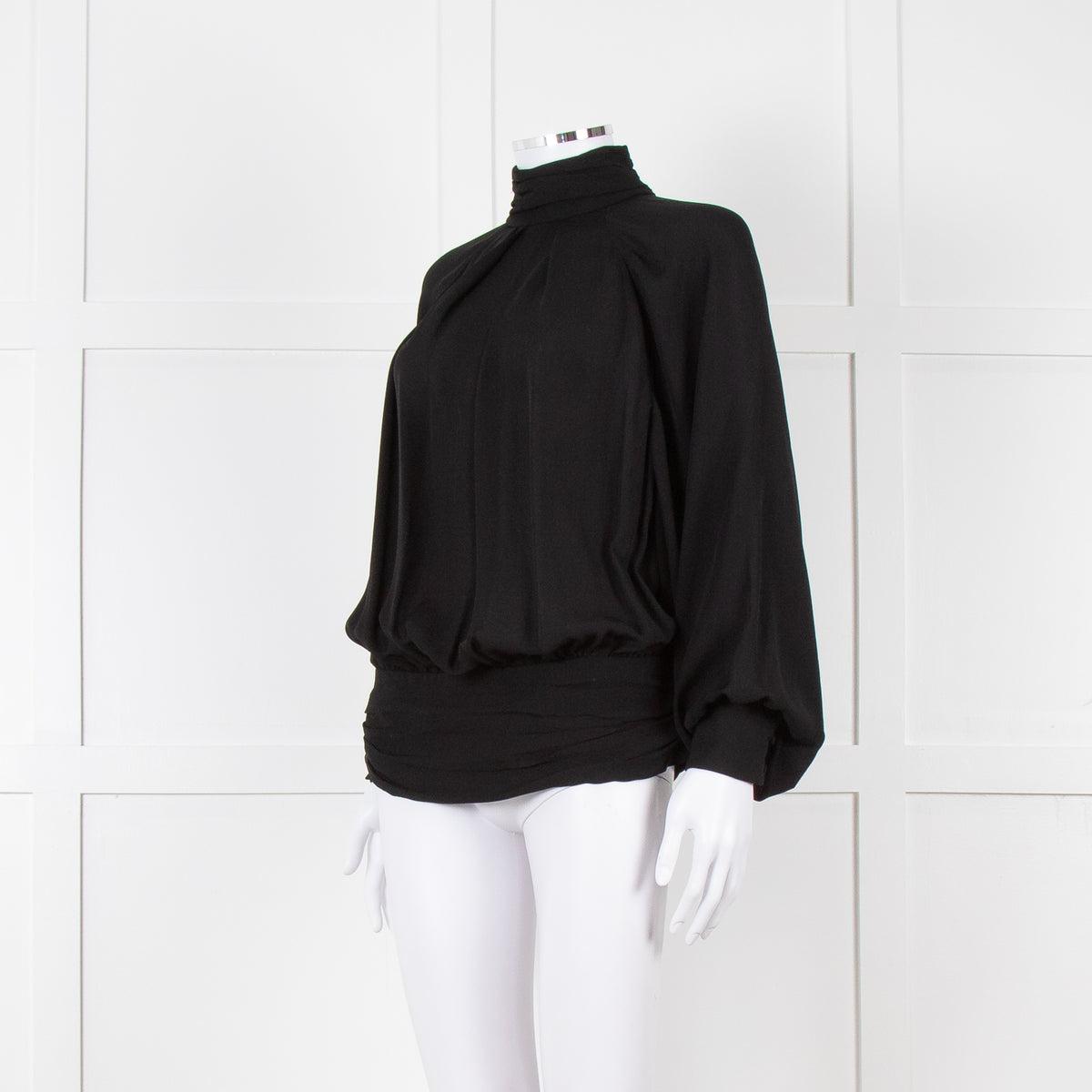 Gomez Gracia Black High Neck Blouse with Covered Buttons