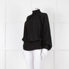 Gomez Gracia Black High Neck Blouse with Covered Buttons