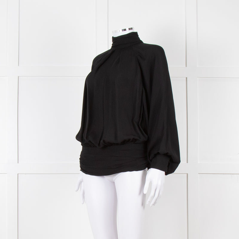 Gomez Gracia Black High Neck Blouse with Covered Buttons