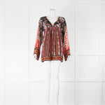 Isabel Marant Etoile Black Red Chiffon Kaftan Top