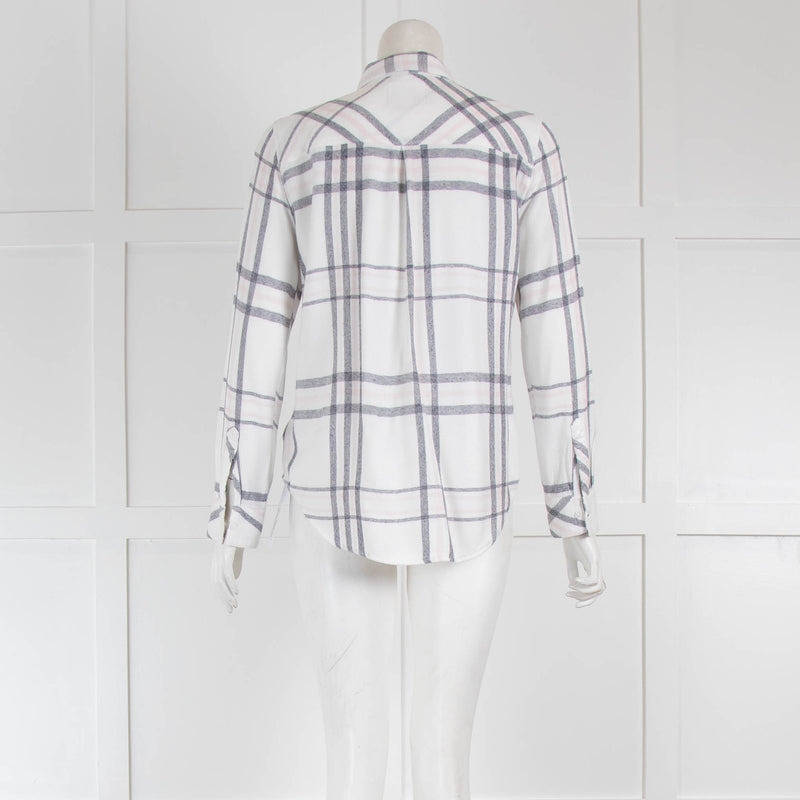 Rails Grey White Pink Brushed Cotton Check Shirt