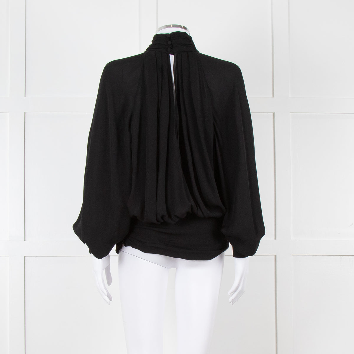 Gomez Gracia Black High Neck Blouse with Covered Buttons