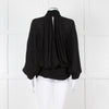 Gomez Gracia Black High Neck Blouse with Covered Buttons