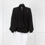 Gomez Gracia Black High Neck Blouse with Covered Buttons