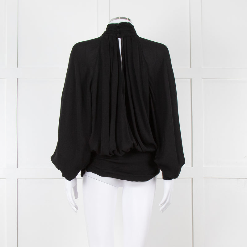 Gomez Gracia Black High Neck Blouse with Covered Buttons
