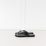 Tory Burch Black Rubber Logo Flip Flops