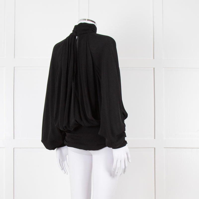 Gomez Gracia Black High Neck Blouse with Covered Buttons